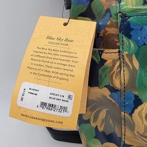 Patricia Nash Aveley Blue Sky Rose floral print purse leather crossbody bag